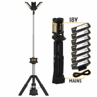 JCB 18V Or 240V Tri-Fold 8400 Lumen Tower Light  With 240V Power Lead & 7 x  Battery Adapters &pound;269.95